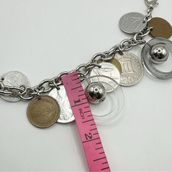 FIRENZE Falsi Gioielli Charm Bracelet Coin Money Transit Token Silver tone Italy - Picture 5 of 15